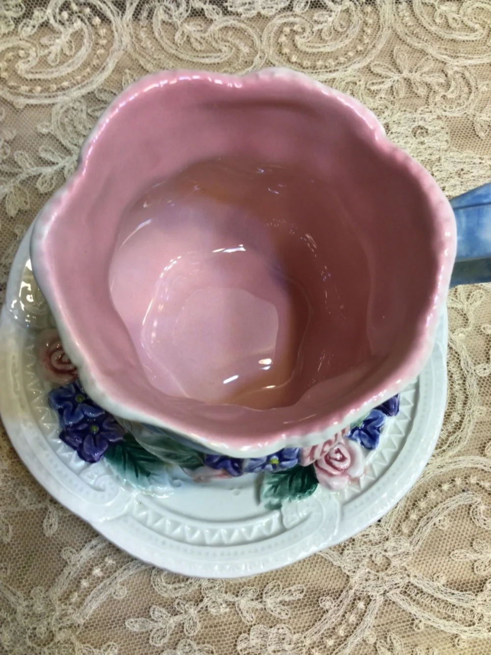 Fitz & Floyd Creamer and Saucer 1993 Victorian Lace Collection
